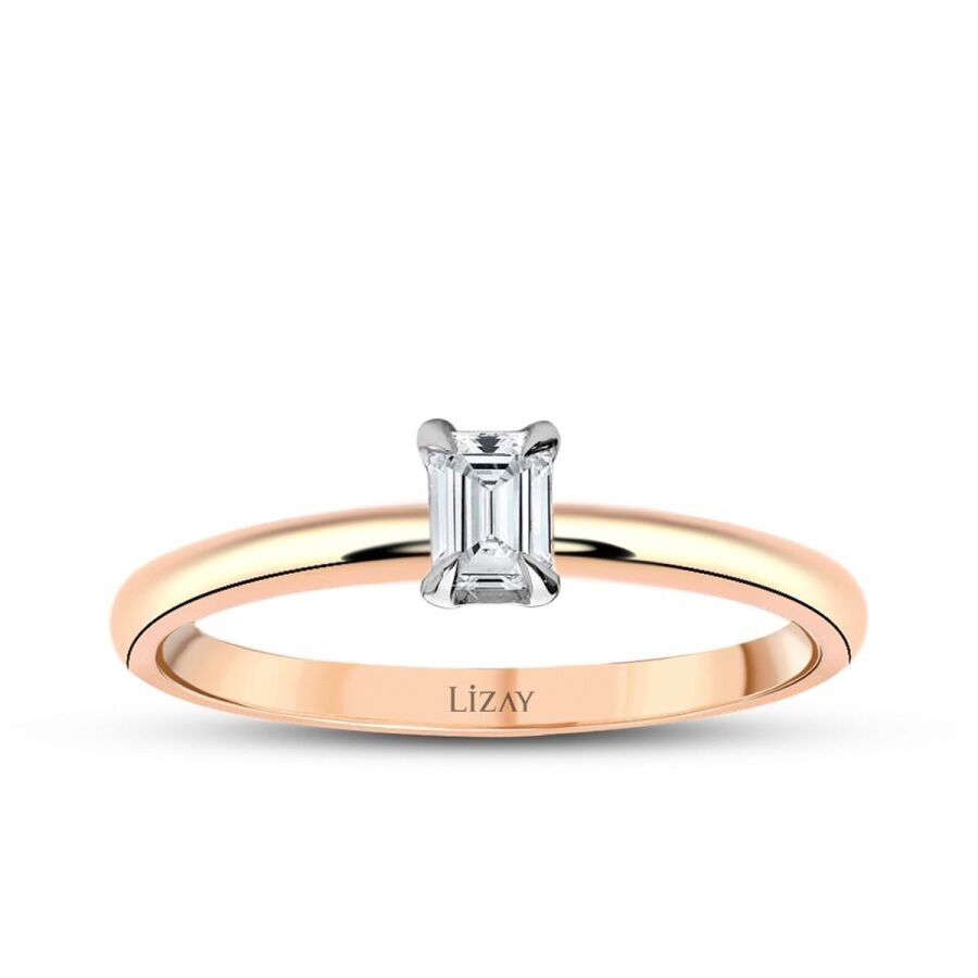 0.30 Carat Diamond Emerald Solitaire Engagement Ring