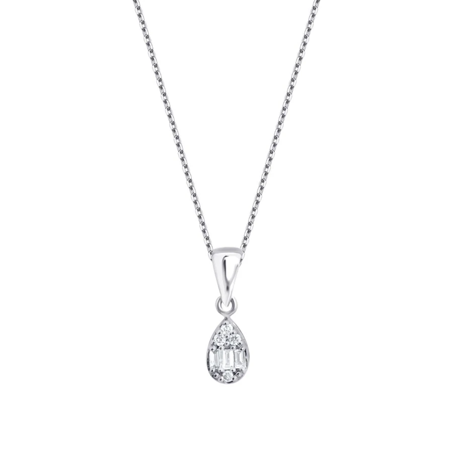 0.06 Carat Diamond Baguette Pear Necklace