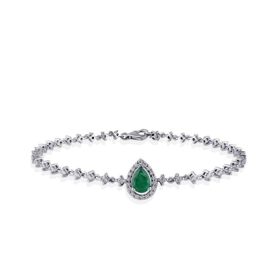 1.40 Carat Diamond Emerald Bracelet