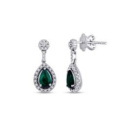 0.99 Carat Diamond Emerald Earrings