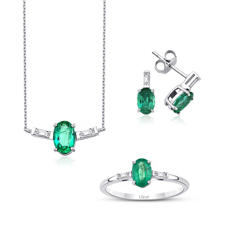 1.76 Carat Diamond Emerald Set