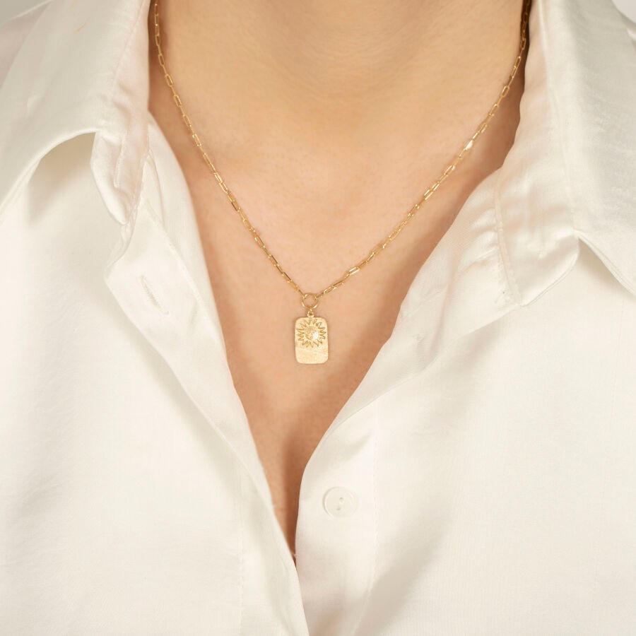 Gold Sun Plate Necklace