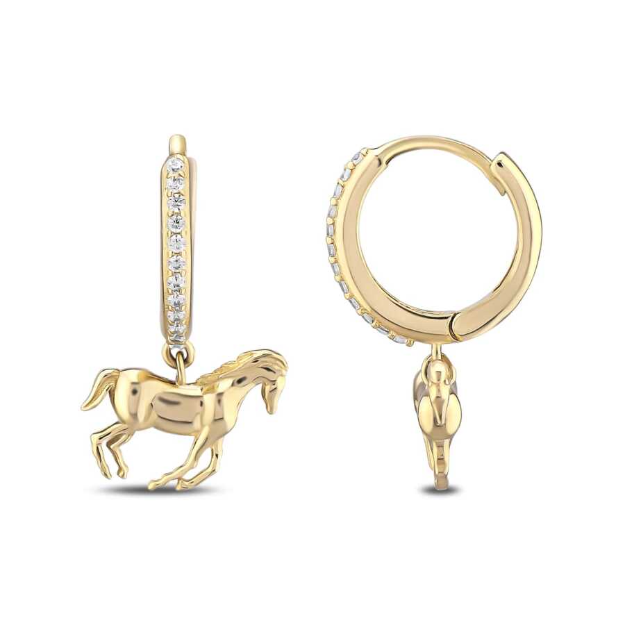 Gold Stone Horse Earrings