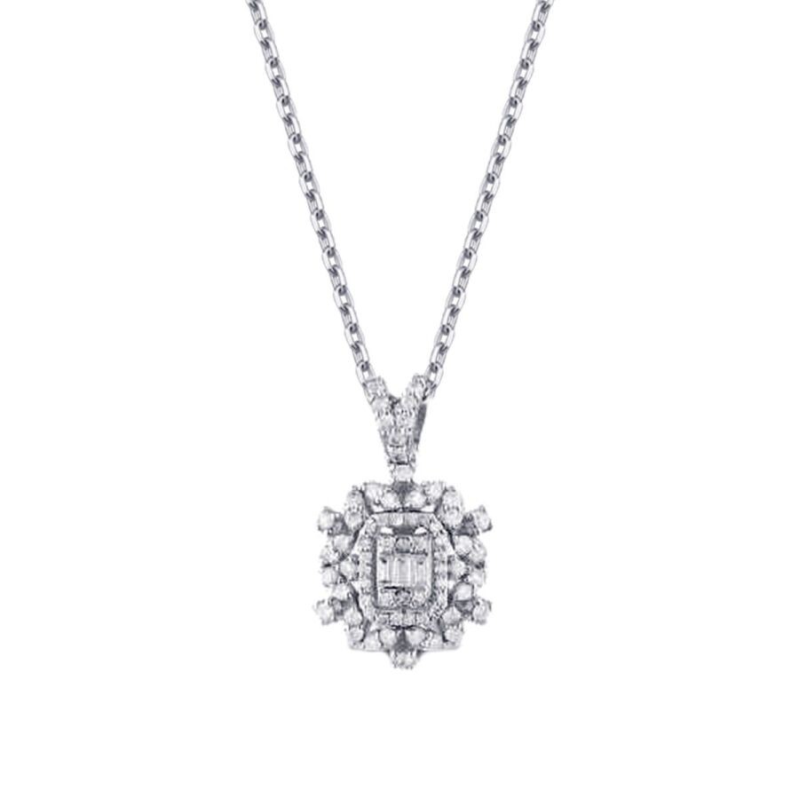 0.49 Carat Diamond Baguette Necklace