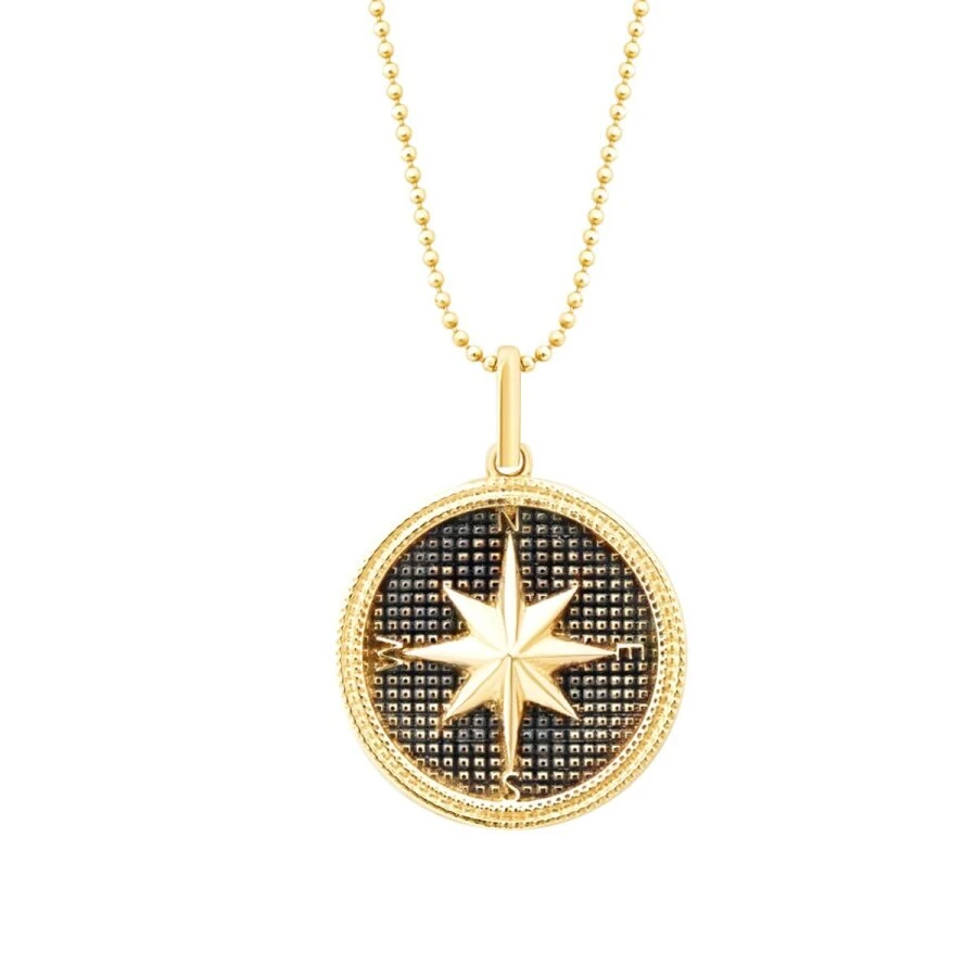 Gold Compass Men’s Necklace