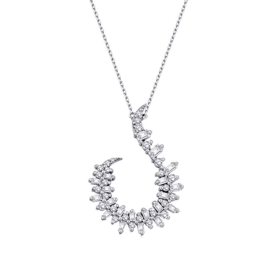 0.82 Carat Diamond Baguette Necklace