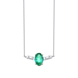 0.45 Carat Diamond Emerald Baguette Necklace