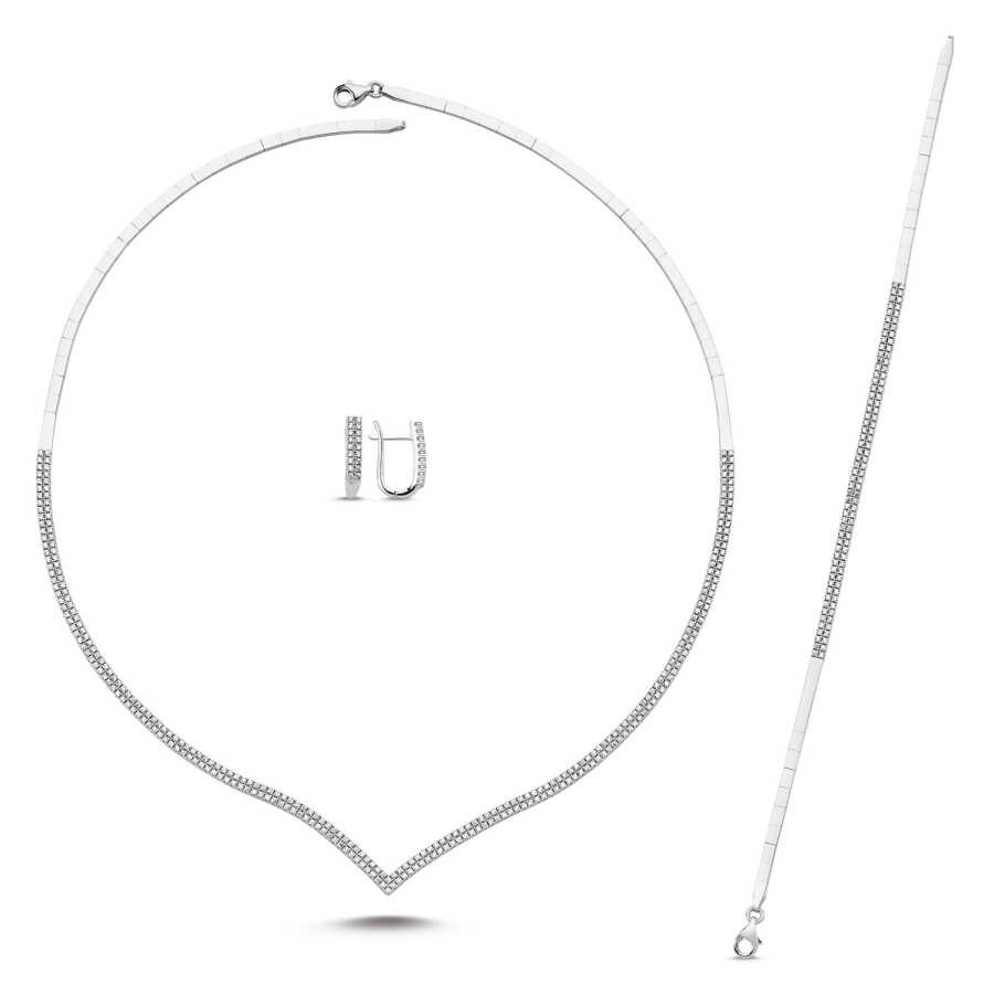 Gold Double Row Stone Tennis Set