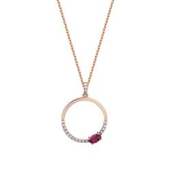 0,47 Karat Diamant Rubin Halskette