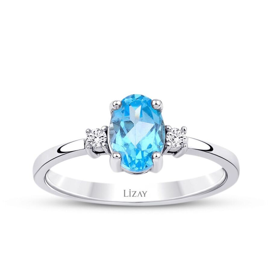 1.01 Carat Diamond Blue Topaz Ring