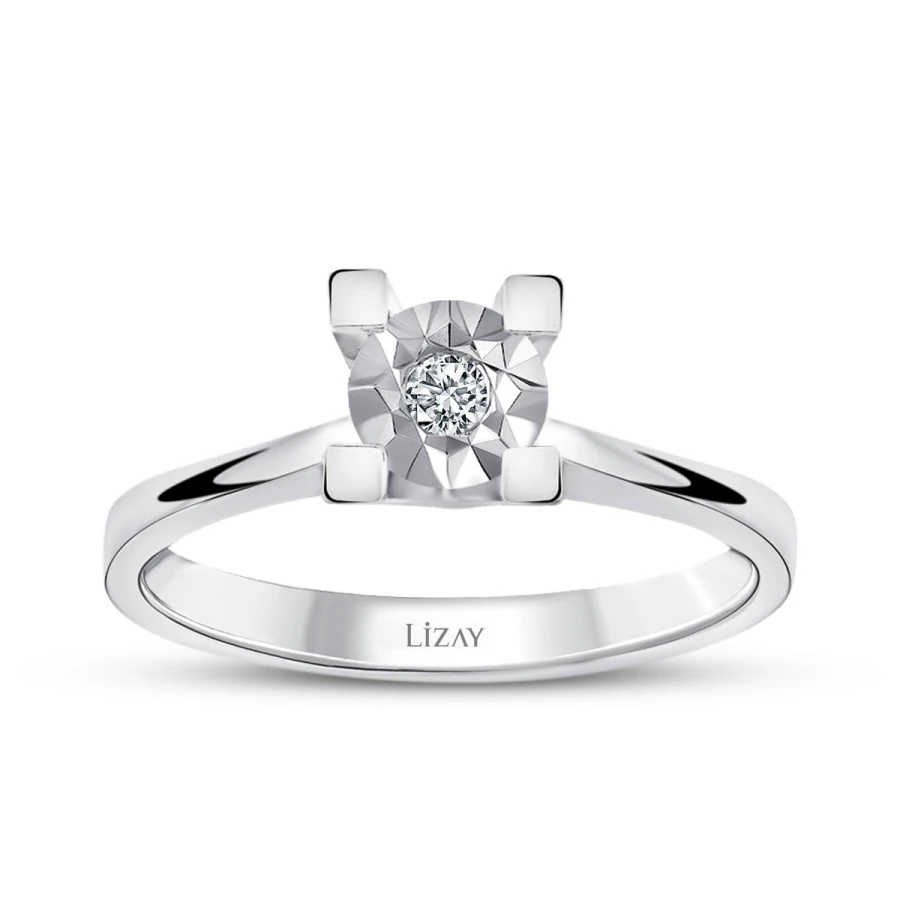 0.04 Carat Diamond Effect Solitaire Engagement Ring