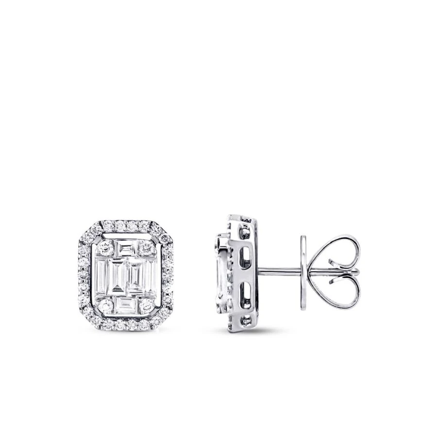 1.36 Carat Diamond Baguette Earrings