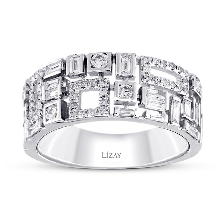 0,58 Karat Diamant Baguette Halb-Ewigkeitsring