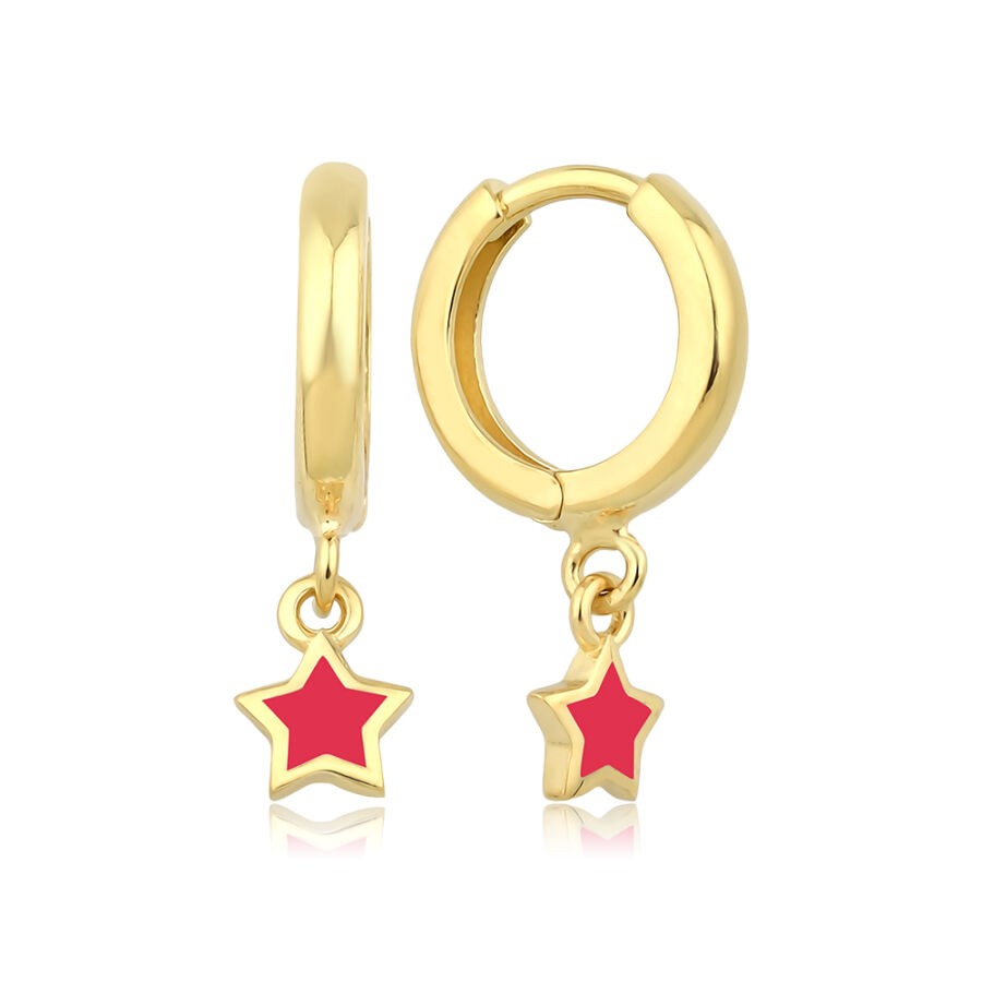 Gold Red Star Children's Earrings