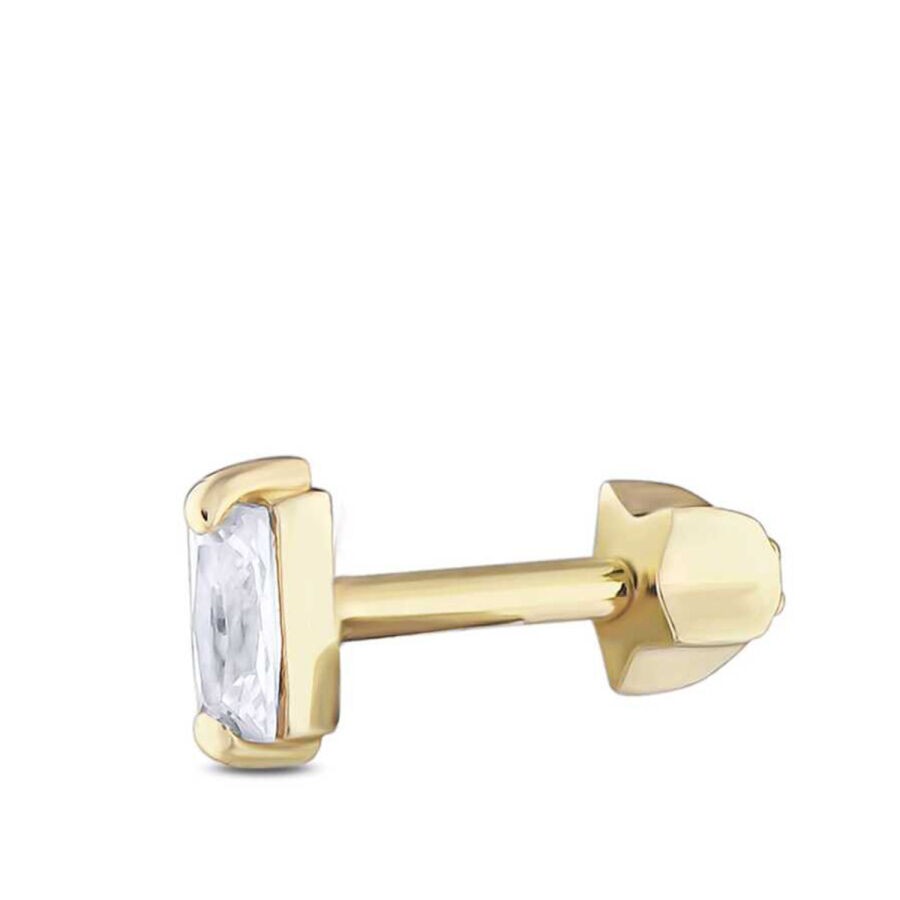 Gold Baguette Tragus Earrings