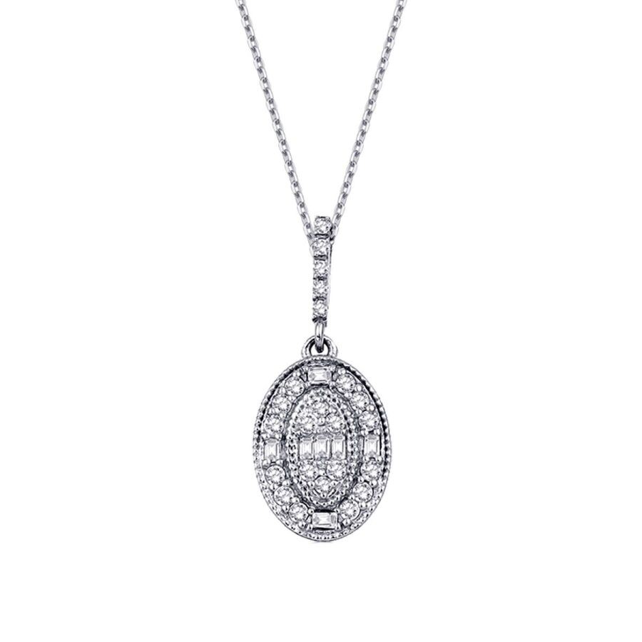 0.19 Carat Diamond Baguette Necklace