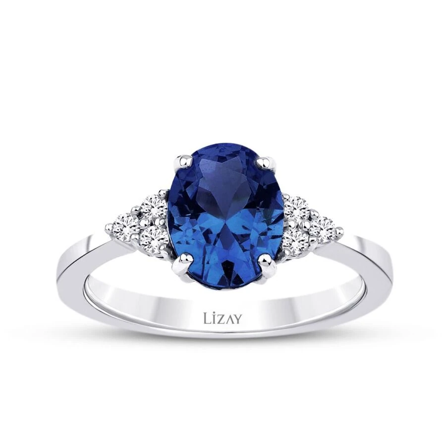 2.27 Carat Diamond Oval Sapphire Ring