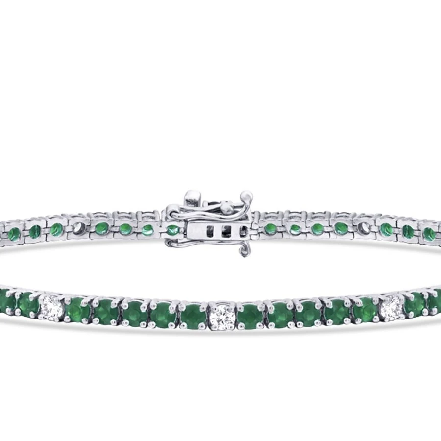 3.64 Carat Diamond Emerald Bracelet