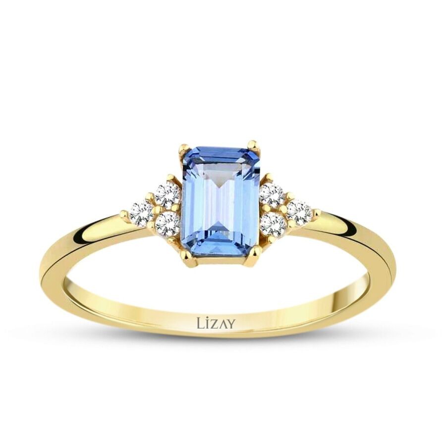 Gold Blue Stone Ring