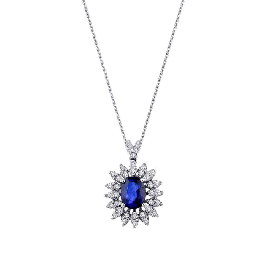 1.54 Carat Diamond Sapphire Necklace