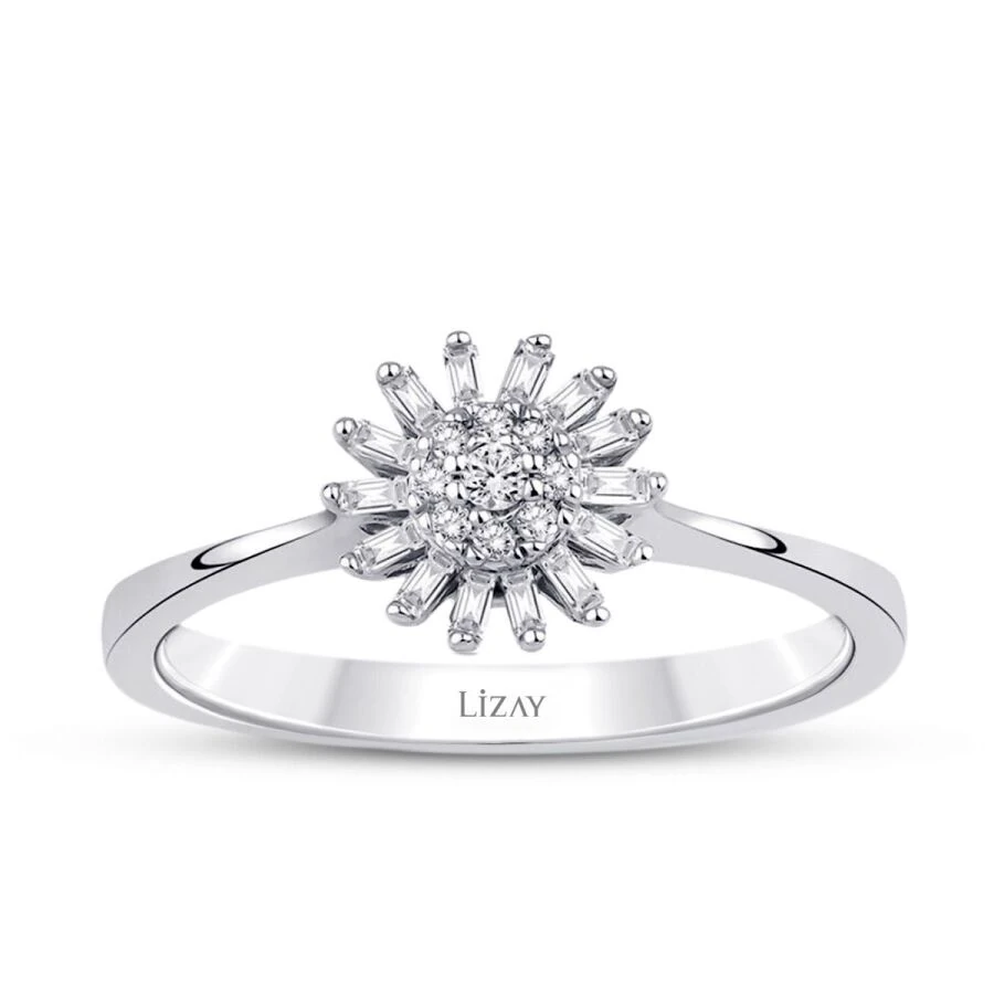 0.12 ct. Diamant Blumen Baguette Ring