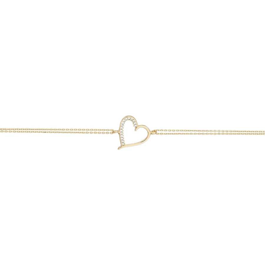 Gold Heart Double Chain Bracelet