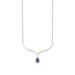 0.78 Carat Diamond Pear Sapphire Necklace