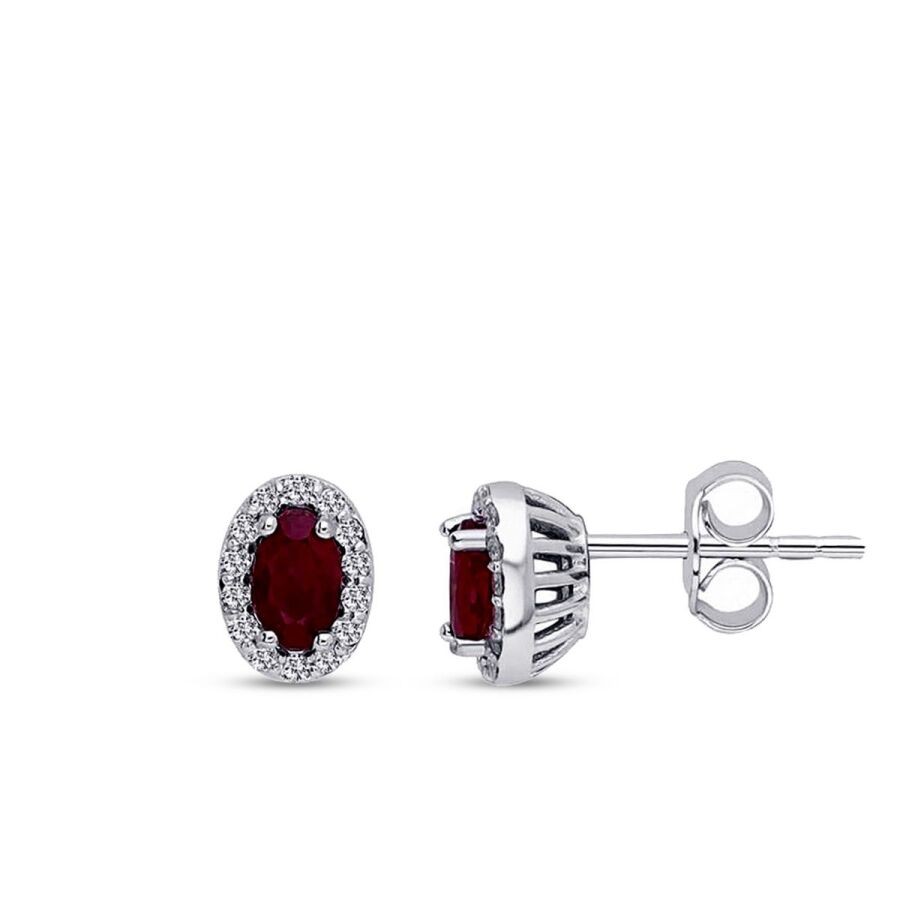 0.78 Carat Diamond Ruby Earrings