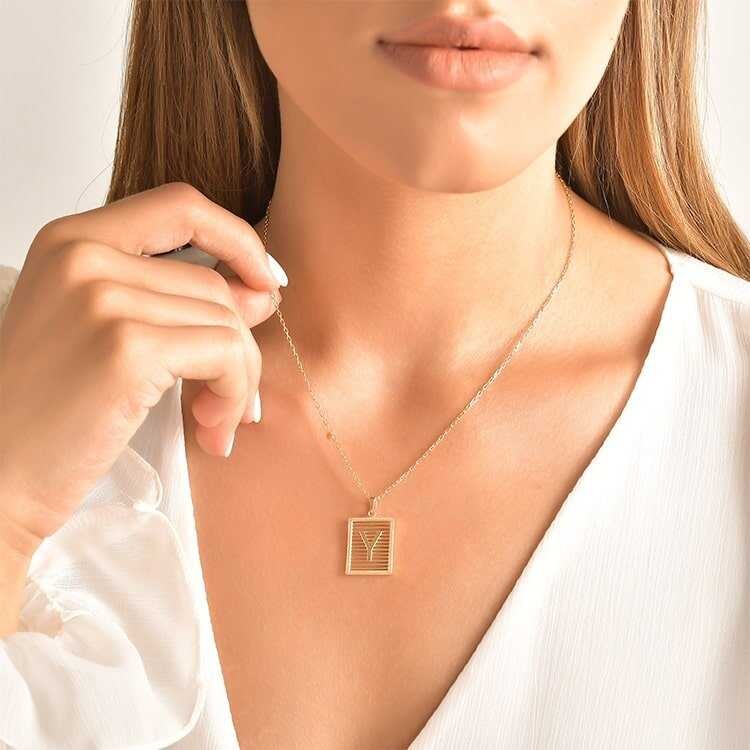 Gold Plate Letter Necklace