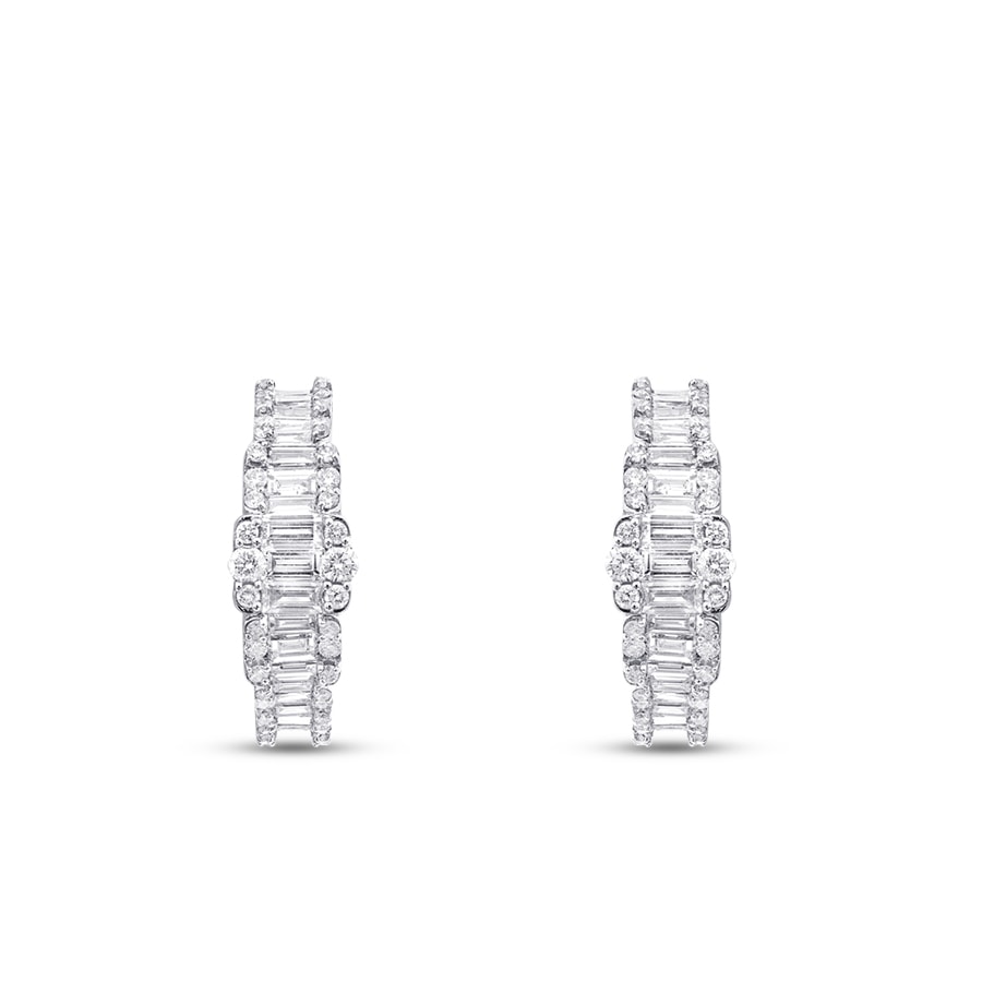 1.82 Carat Diamond Baguette Hoop Earrings