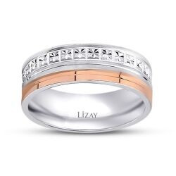 Gold Two-Tone Textured Wedding Band