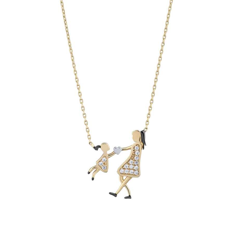 Gold Mother and Daughter Stone Necklace