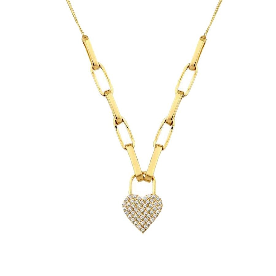 Gold Heart Paperclip Necklace