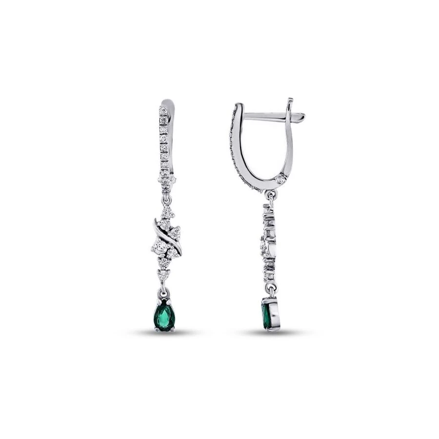 0.70 Carat Diamond Emerald Earrings