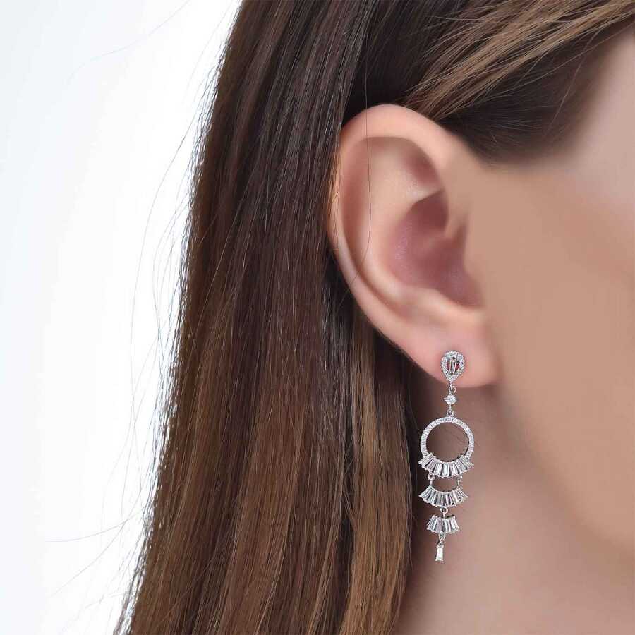 0.99 Carat Diamond Baguette Earrings