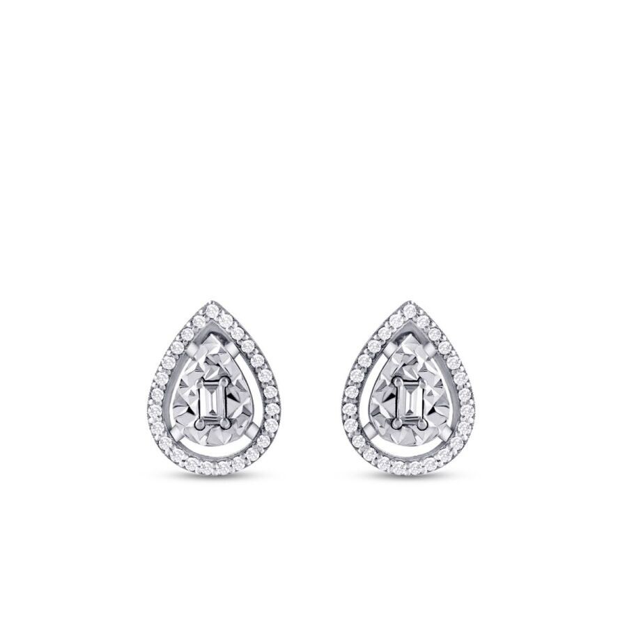 0.21 Carat Diamond Pear Baguette Earrings