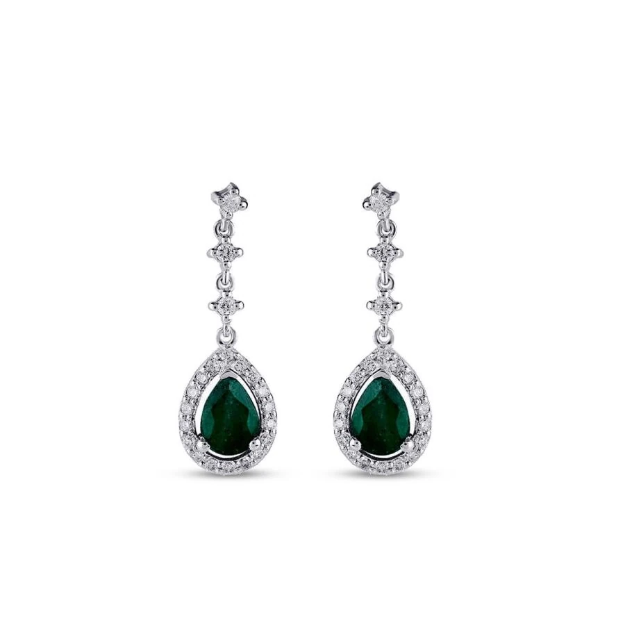 1.07 Carat Diamond Emerald Earrings
