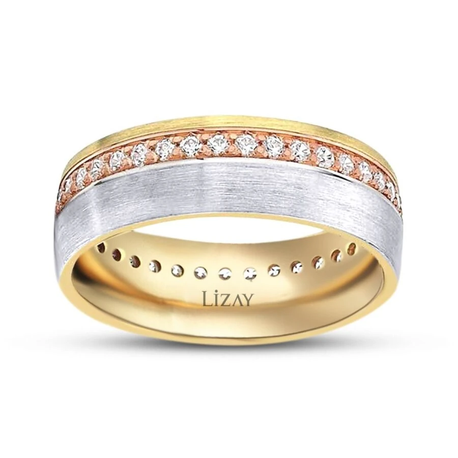Gold Three-Tone Wedding Band