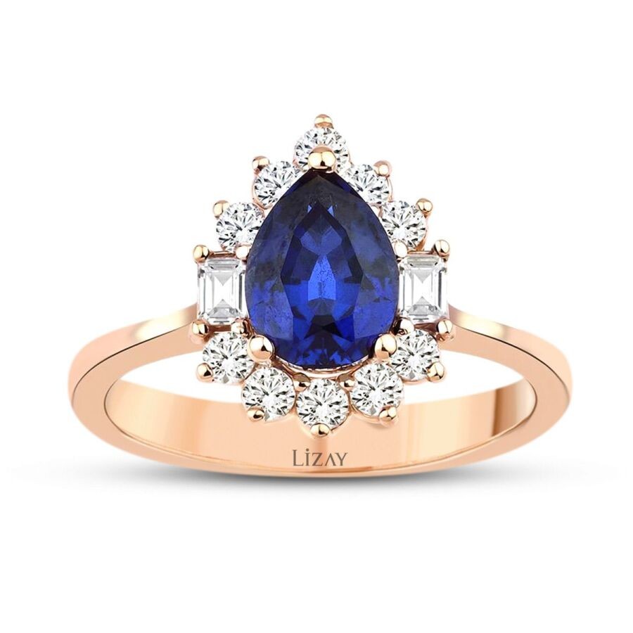 2.02 Carat Diamond Baguette Sapphire Ring