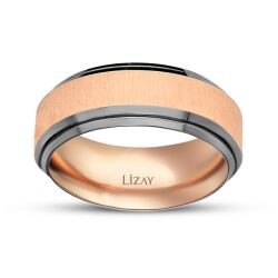 Rose Gold Two-Tone Modern Wedding Band