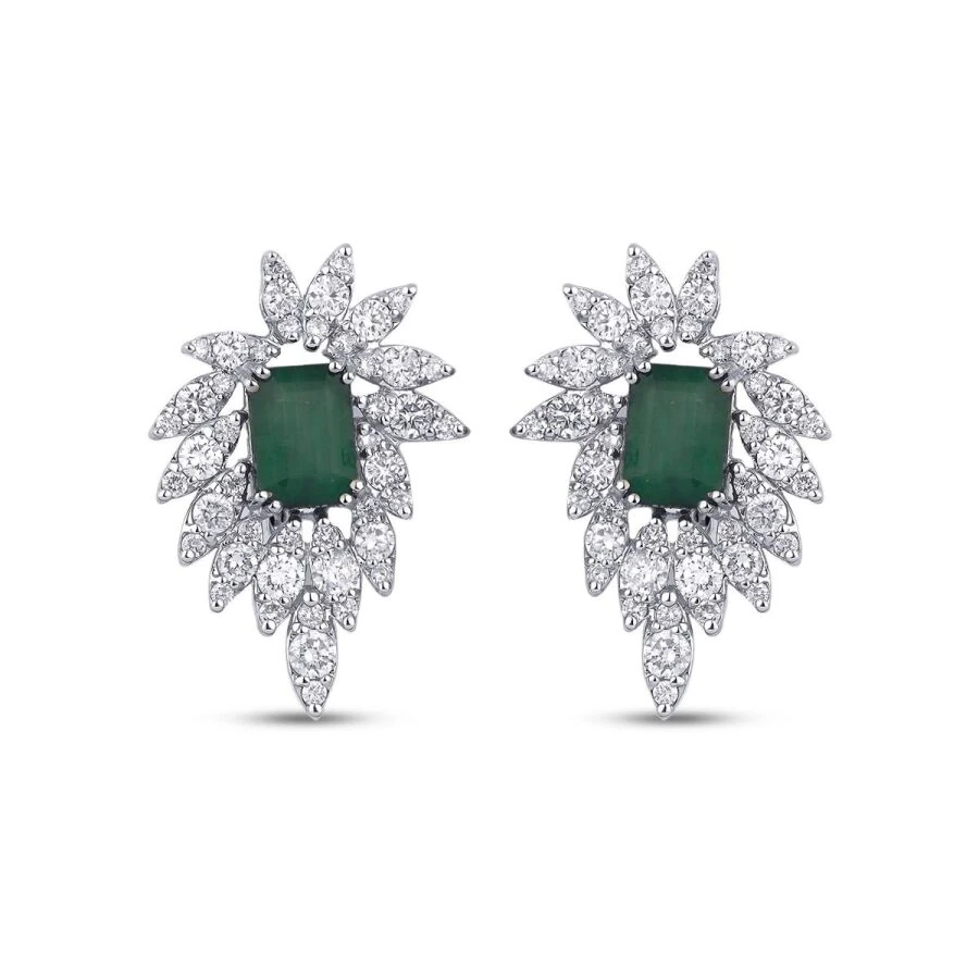 5.60 Carat Diamond Emerald Earrings
