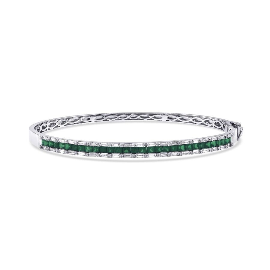 2.18 Carat Diamond Emerald Bangle