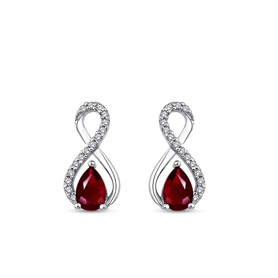 1.27 Carat Diamond Ruby Earrings