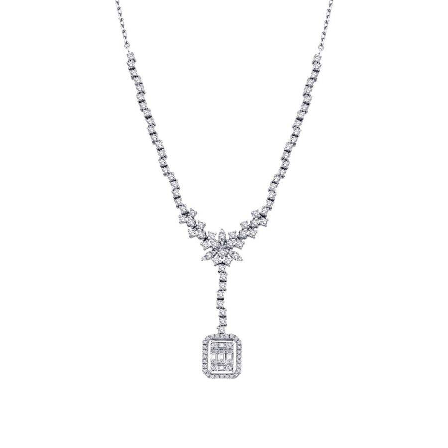 1,50 Karat Diamant Baguette Halskette