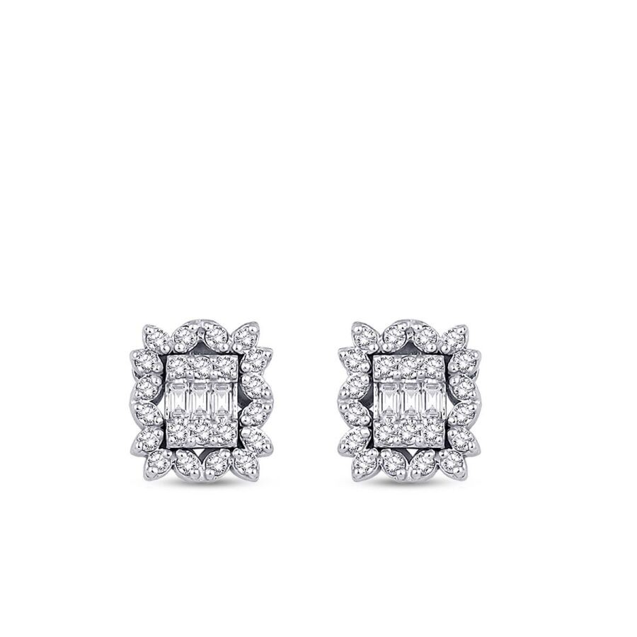 0.19 Carat Diamond Baguette Earrings