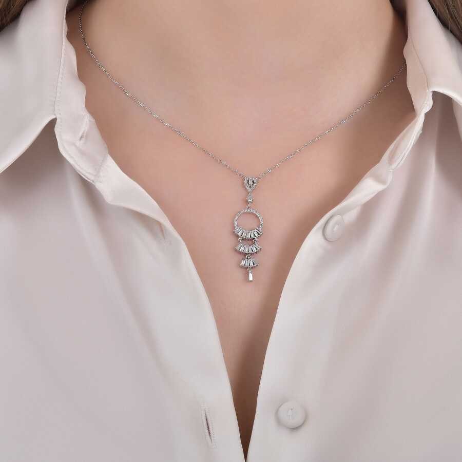 0.69 Carat Diamond Baguette Necklace
