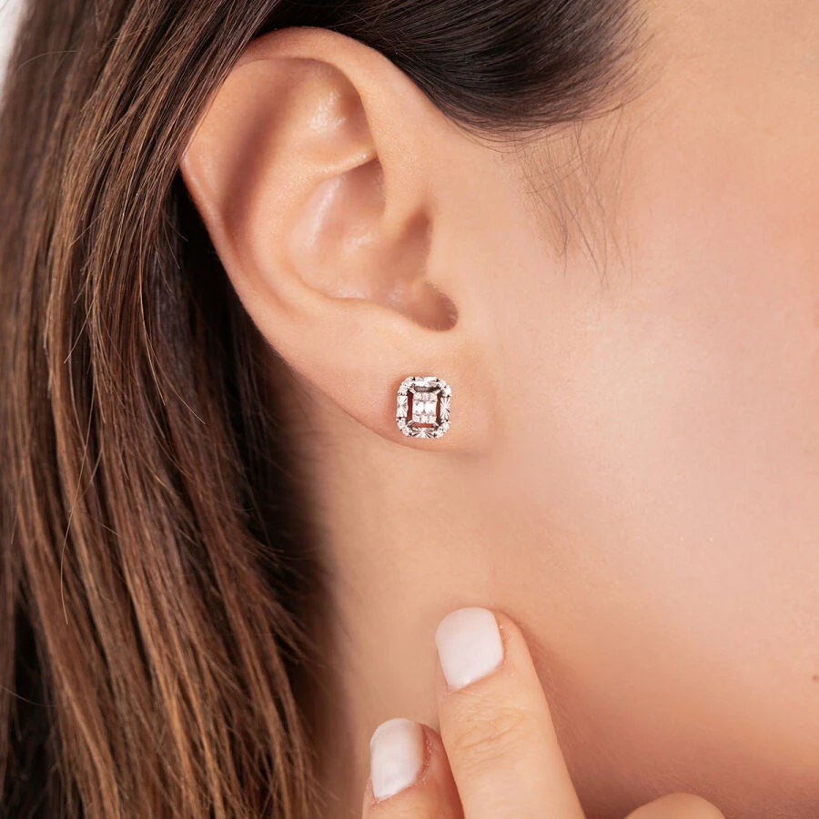 0.17 Carat Diamond Baguette Earrings