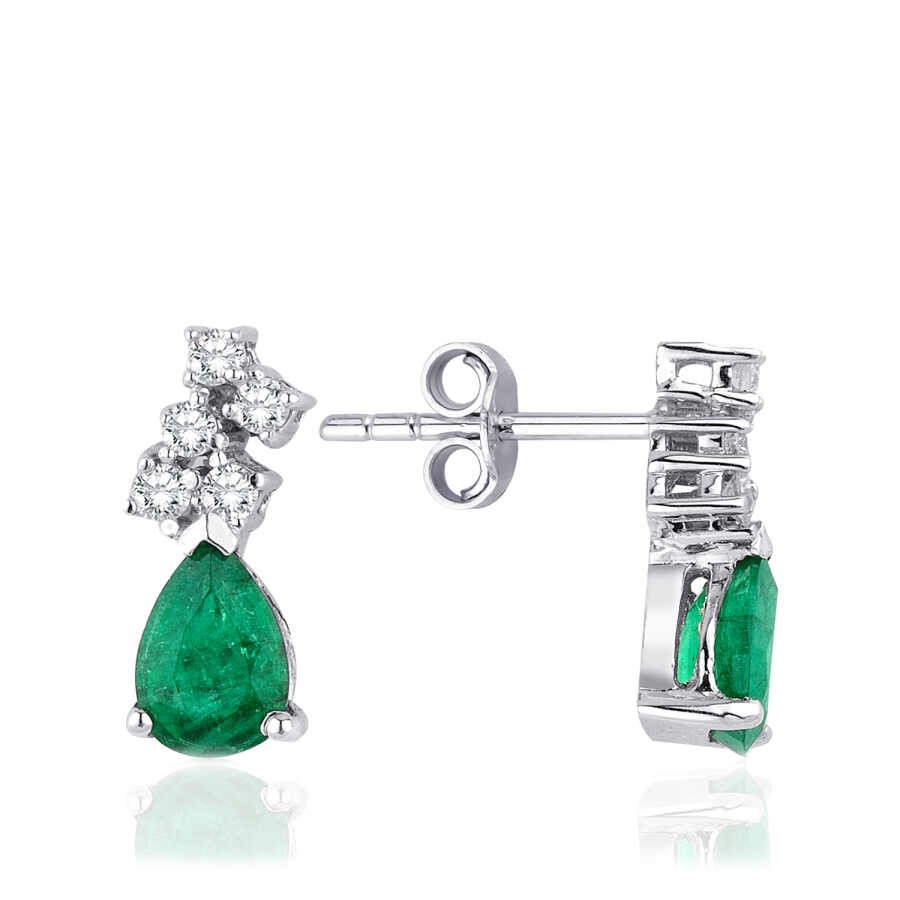 1.40 Carat Diamond Emerald Earring