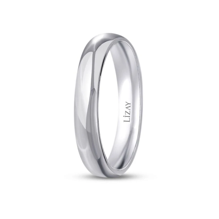 White Gold Modern Wedding Band