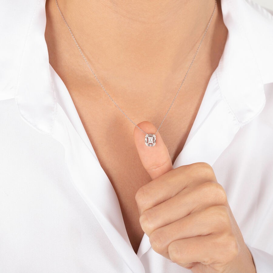 0.09 Carat Diamond-Effect Baguette Necklace